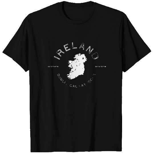 Ireland Map Dublin Galway Cork Graphic Vintage Ret T-shirt