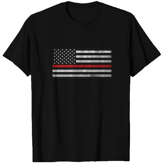Black American flag with red stripe- thin line us T-shirt