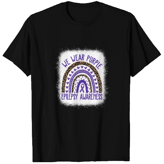 We Wear Purple Leopard Rainbow For Epilepsy Awareness T-Shirts