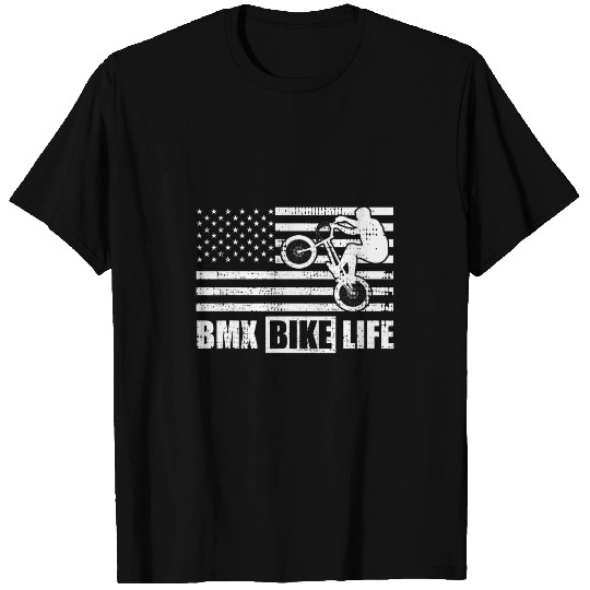 BMX Bike Life American Flag Bicycle Stunt Racing Gift T-Shirts