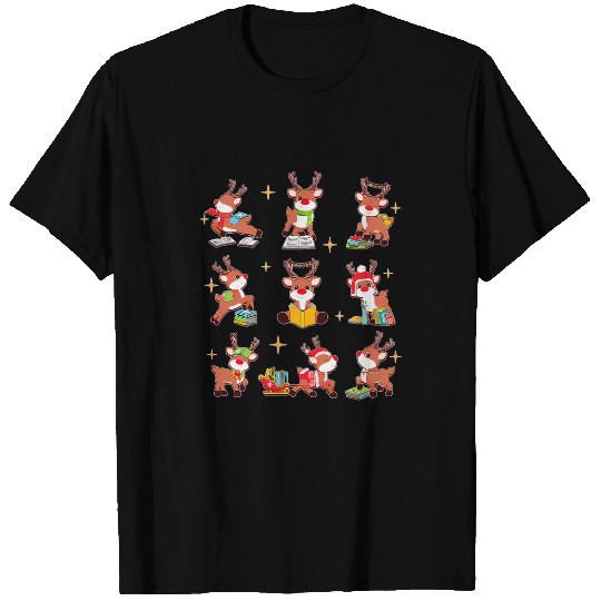 Funny Cute Reindeer Reading Teacher Christmas Book Lover T-Shirts