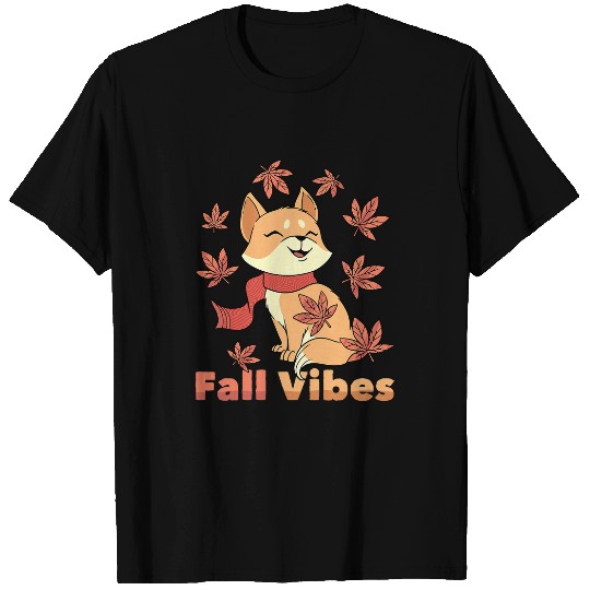 Fox Lover Fall Vibes Wildlife Fox Autumn Season Maple Leaves T-Shirts