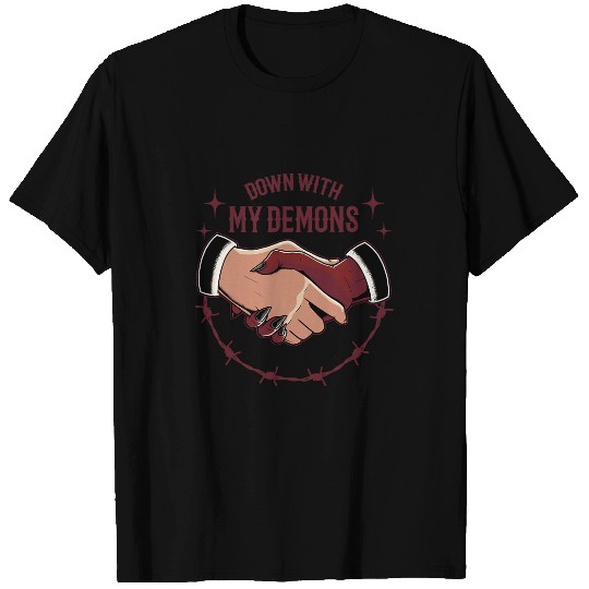 Down with My Demons Devil Satan Occult Satanic Pagan Goth T-Shirts