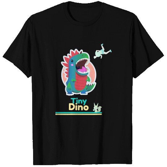 Dino Tiny Dinosaur eating people fun graphic tee T-Shirts