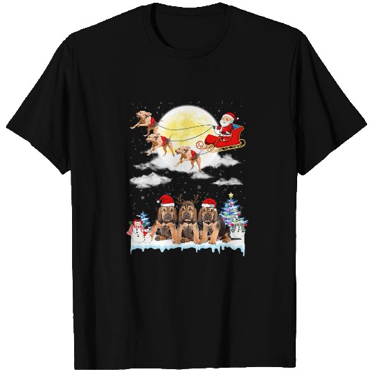 Bloodhound Funny Reindeer Christmas Moon Santa Dog T-Shirts