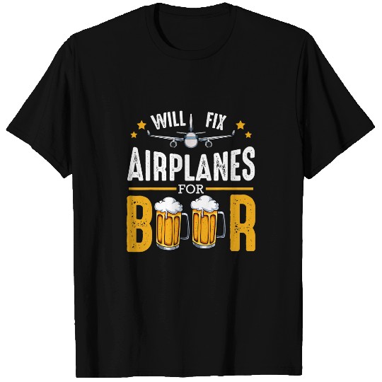 Beer Aircraft Mechanic Beer Drinking Cocktail Alcohol Aviation T-Shirts
