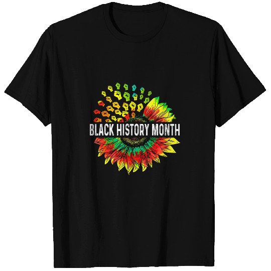 Black History Month Sunflower African Power Fist Melanin 1 T-Shirts