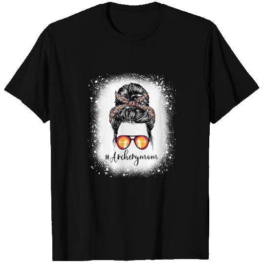 Archery Bow Bleached Archery Mom Life Messy Bun Funny Mothers Day Women T-Shirts
