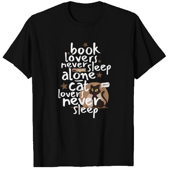 Book and Cat Lovers Sleep Funny T-Shirts