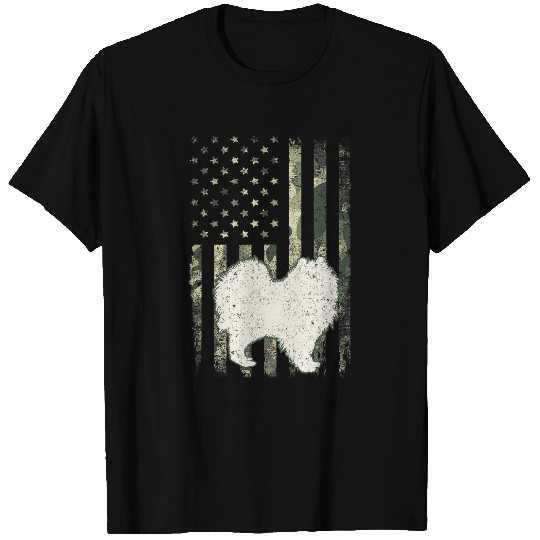 Dog Samoyed Dad Mom Camouflage USA Flag T-Shirts