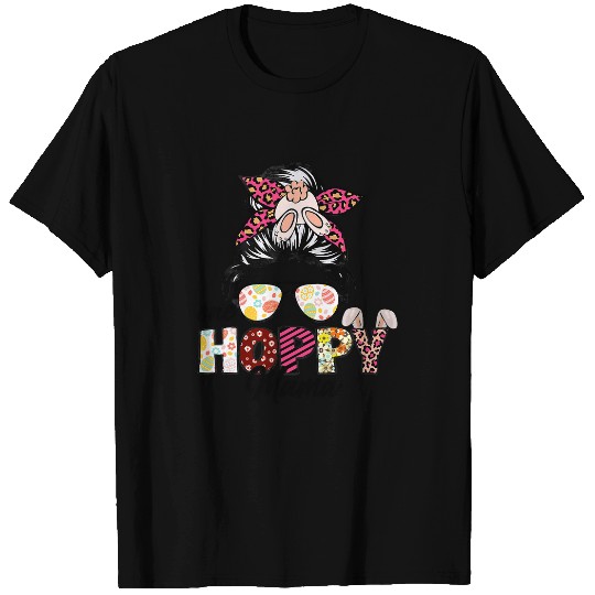 Happy Easter Day One Hoppy Mama Bunny Easter Messy Bun T-Shirts