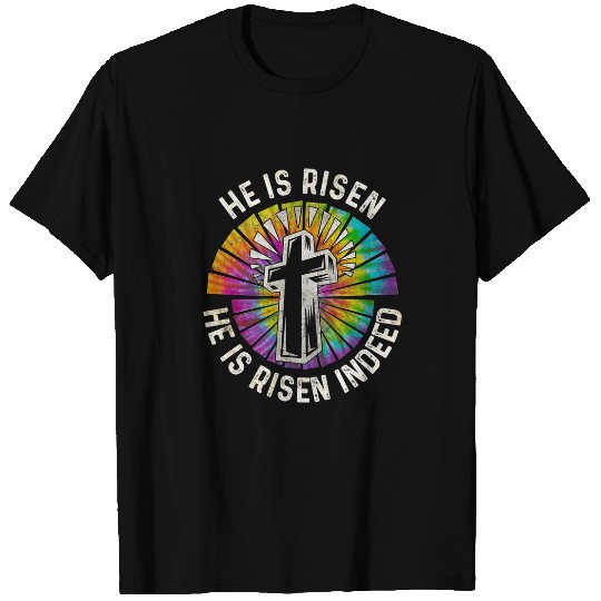 Christian He Is Risen Easter Jesus Christian Cross Tie Dye Christian Christ T-Shirts