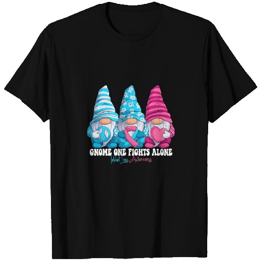 Funny Gnomies Infant Loss Awareness Month Light Blue Pink T-Shirts