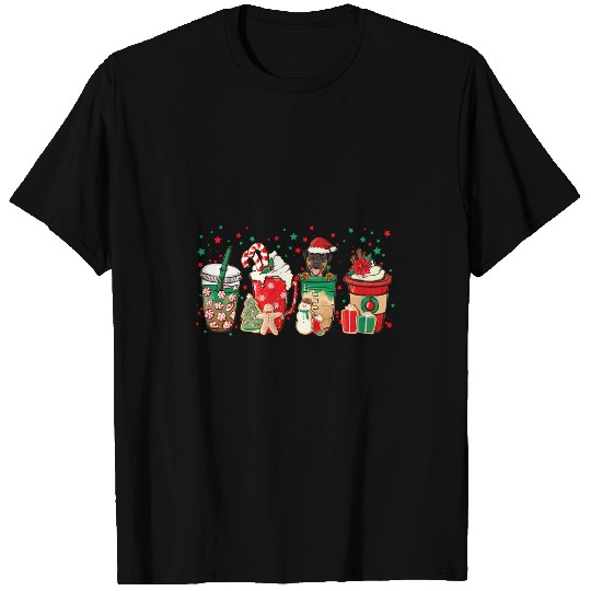 Dog Rottweiler Christmas Coffee Red Peppermint Latte Iced Rottweiler T-Shirts
