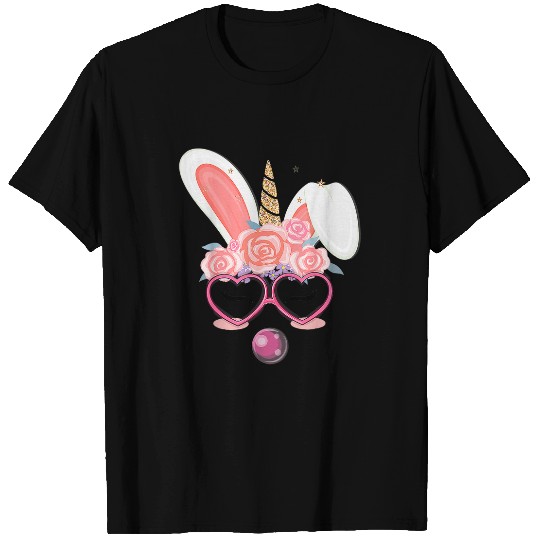 Bunny Easter Day Bubblegum Glasses Girls Women T-Shirts