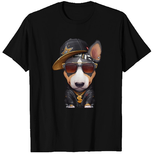 Dog Tricolor English Bull Terrier HipHop Super Star T-Shirts