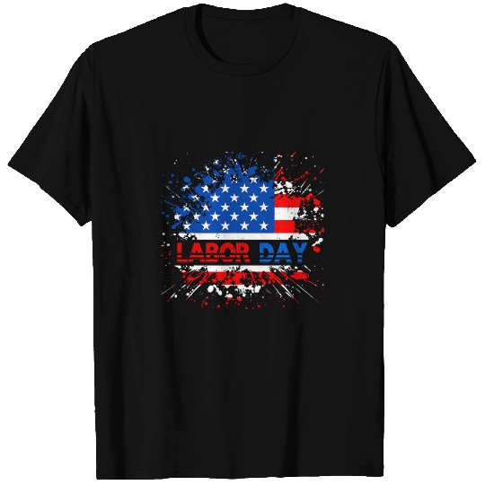 American USA Flag Funny Men Women Labor Day Working Workers T-Shirts