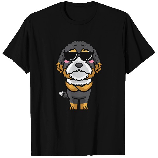 Bernedoodle Dog Emoticon With Sunglasses Kawaii Aesthetic T-Shirts