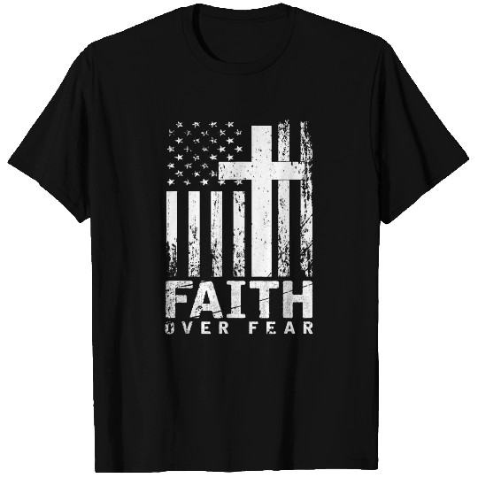 Christian USA Flag American Flag Faith Over Fear Prayer 32 T-Shirts