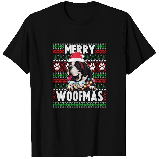 Dog Saint Bernard Christmas Lights Pet Lovers xmass Pajama T-Shirts