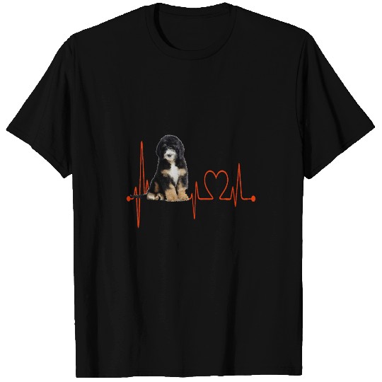 Bernedoodle Dog Heartbeat EKG My Dogs Are My Cardio T-Shirts
