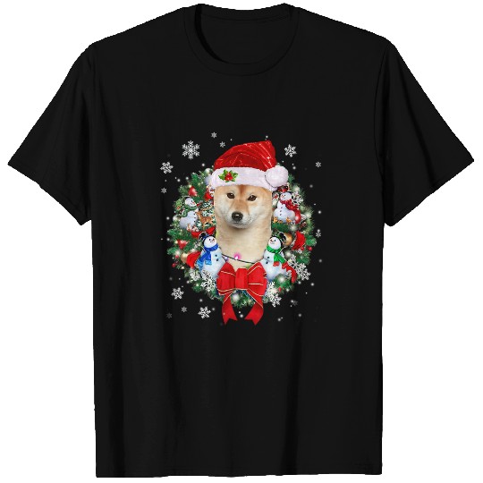 Dog Shiba Inu Christmas Wreath Decoration xmass Pajamas T-Shirts