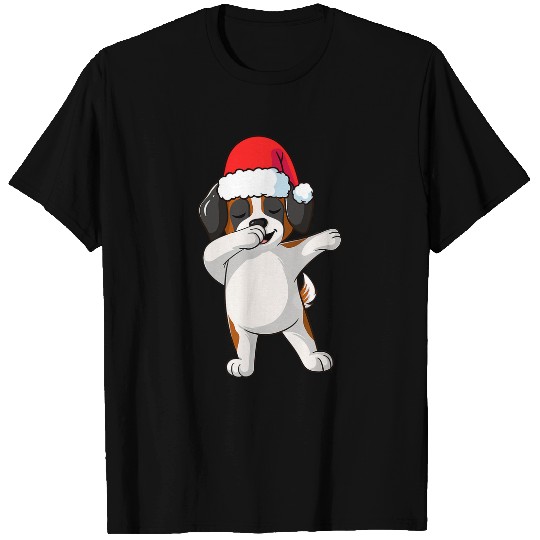 Dog Saint Bernard Christmas Dabbings Dog Saint Bernard Santa For Boys And Girls T-Shirts