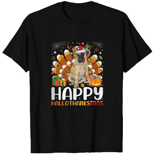 English Mastiff Dog Halloween Christmas Happy Hallothanksmas T-Shirts
