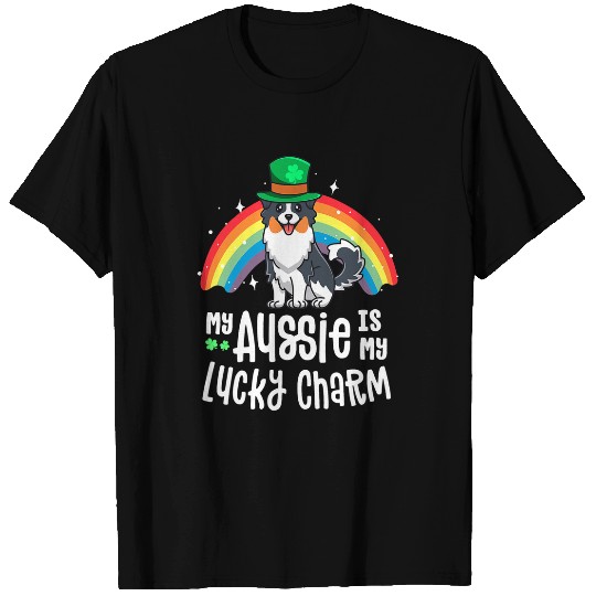 Aussie Lucky Charm St Patricks Day Dog Australian Shepherd T-Shirts