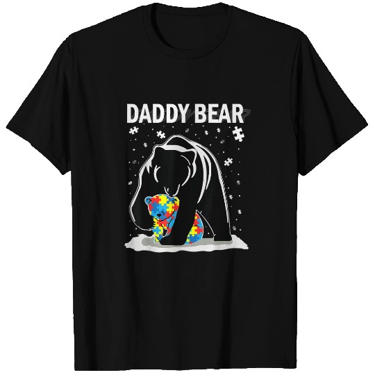 Autism Daddy Bear Awareness Happy Mothers Day puzzle Neurodiverse T-Shirts