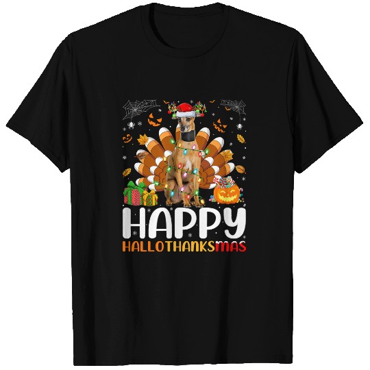 Dog Grayhound Greyhound Dog Lover Halloween Christmas Happy Hallothanksmas T-Shirts
