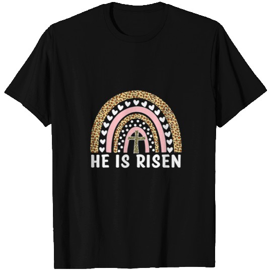 Christian He Is Risen Leopard Rainbow Christian Jesus Happy Easter Day Christ T-Shirts
