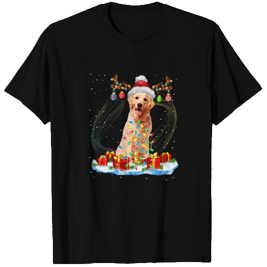 Funny Goldie Santa Golden Retriever Reindeer Light Christmas50 Golden Retriever Dog T-Shirts