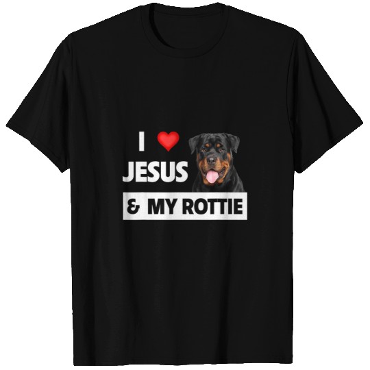 Dog Rottweiler I Love Jesus and My Rottie Dog Mom Dad Pet Parent Rottweiler T-Shirts