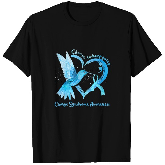 Charge Syndromes Awareness Hummingbird Ribbon Semicolon T-Shirts