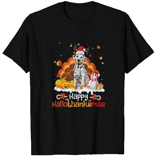 Dalmatian HalloThanksMas Halloween Thanksgiving Christmas Dalmatian 32 Dalmatians Dog T-Shirts