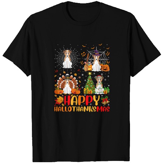 Dog Basset Hound Halloween Christmas Funny Basset Hound Dog Hallothanksmas T-Shirts