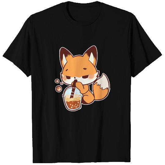 Fox Lover Anime Fox Drinking Bubble Tea Kawaii 3 T-Shirts