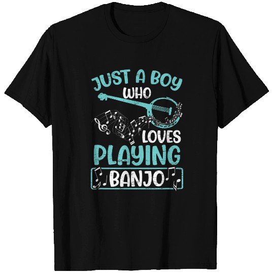 Guitarist Boy Who Loves Playing Banjo Musician Guitar Bluegrass Banjo Guitar T-Shirts