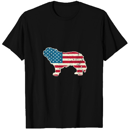 Dog Saint Bernard 4th of July Men Women USA American Flag Dog T-Shirts