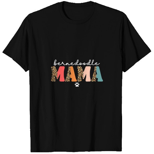 Bernedoodle Mama Mom For Women Bernedoodle Dog Mom Leopard T-Shirts