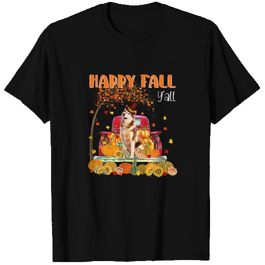 Dog Husky Siberian Husky Autumn Fall Pumpkin Truck Mappe Thanksgiving T-Shirts