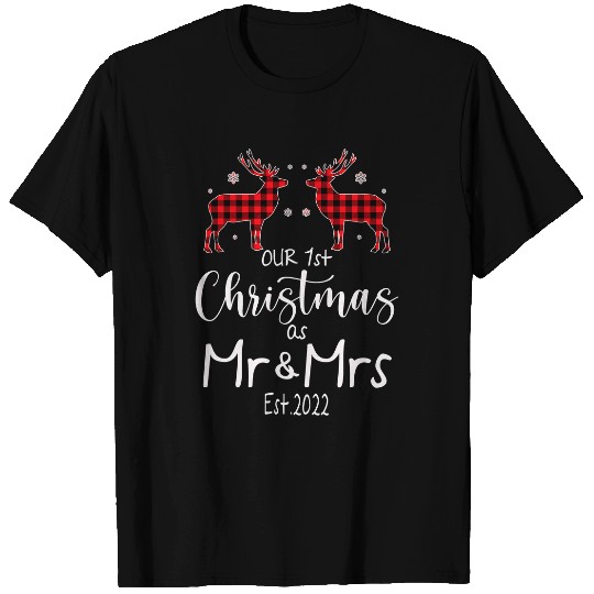 Couple Wife Husband Our First Christmas As Mr Mrs 2022 343 T-Shirts