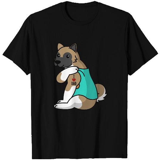 Dog Akita I Love Dad Tattoo Akita Father Dog T-Shirts