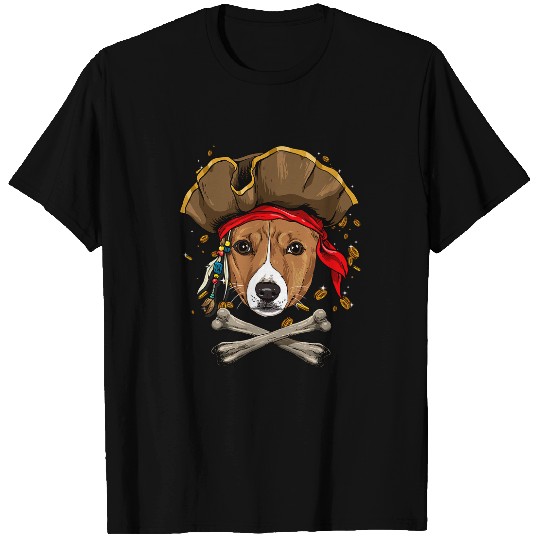Dog Basenji African Basenji Dog Pirate Jolly Roger Flag Crossbones Dog T-Shirts