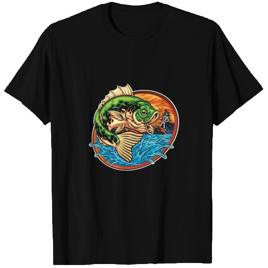 Fishing Graphic Large Mouth Bass Fish vintages Fisherman Fisher T-Shirts