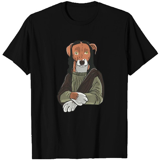 Dog Mona Lisa Fine Art Bark Beagle Dog Painting graphic T-Shirts
