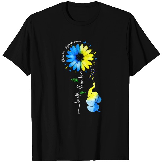 Faith Hope Love Awareness Downs Syndromes the Blue Elephant 2 T-Shirts