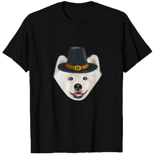 Dog Samoyed Wearing Pilgrim Hat Thanksgiving T-Shirts