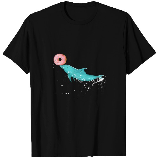 Dolphin with a donut art Marine life food ocean pun T-Shirts